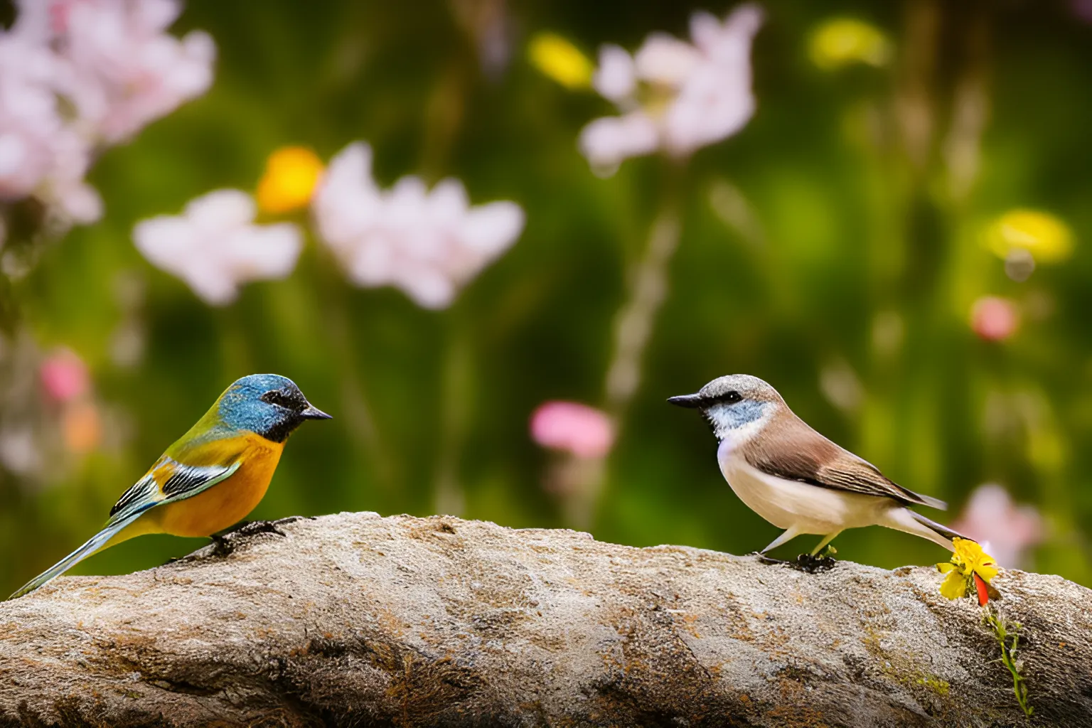 In spring, birds sing and flowers smell